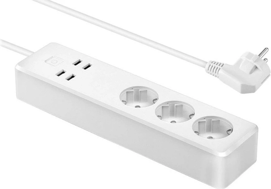 Rrymëndarës smart Moye Voltaic 3 priza EU + 4 USB, 3680W 16A, kabllo 1.5 m, i bardhë