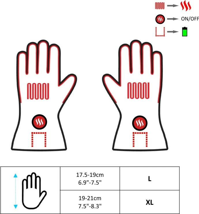 Doreza moto me ngrohje Glovii GZ1 (GS1XL), bateri 2100mAh, size XL, e zezë