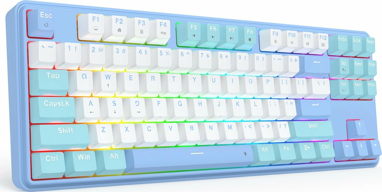 Tastierë gaming mekanike Redragon K707 StarBlade (K707WBB-RGB) TKL 80% US, hot-swap, RGB, USB, blu/bardhë