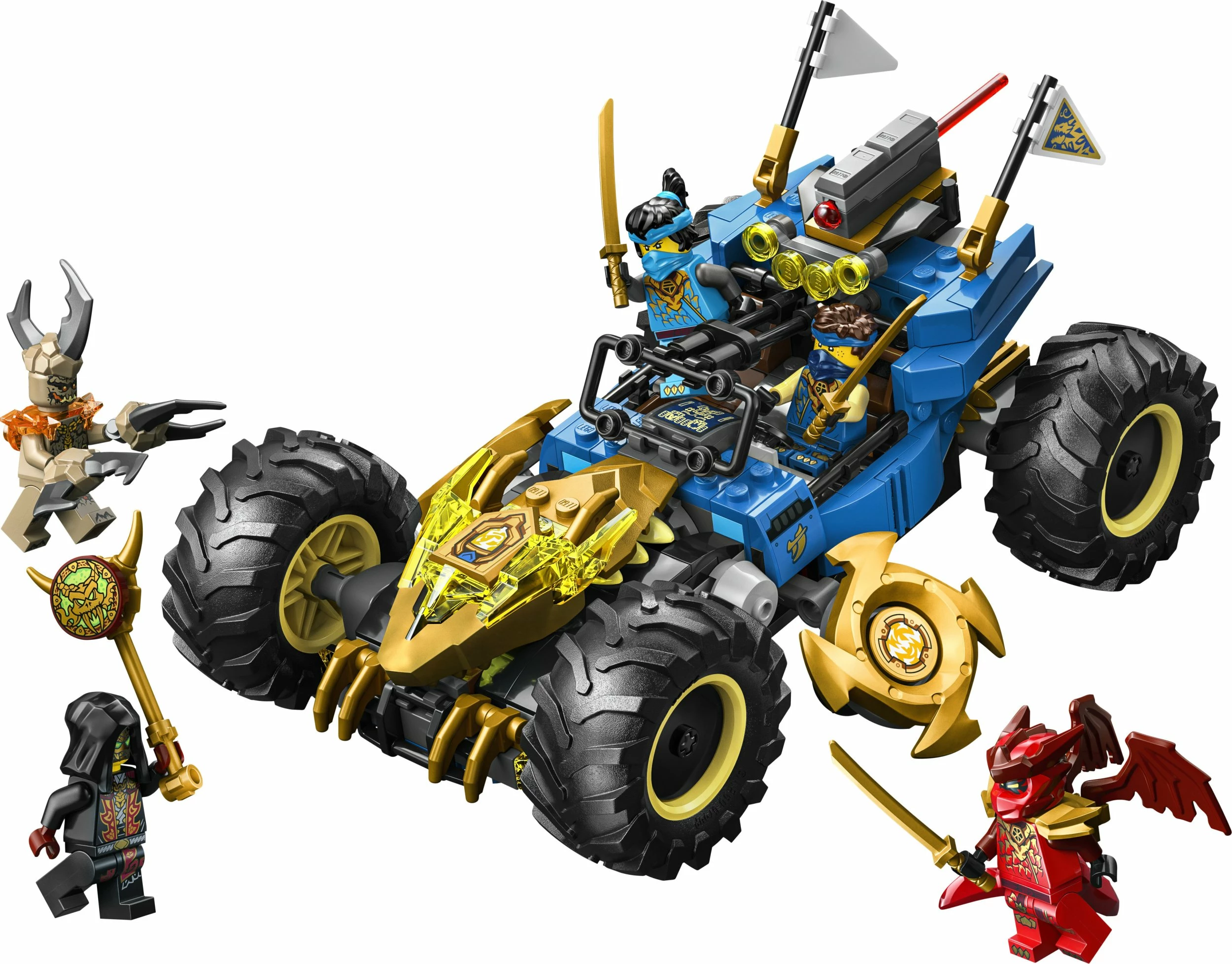 Set ndërtimi LEGO NINJAGO Jay's Multi-Function Car 71856, 387 pjesë, 5 minifigura
