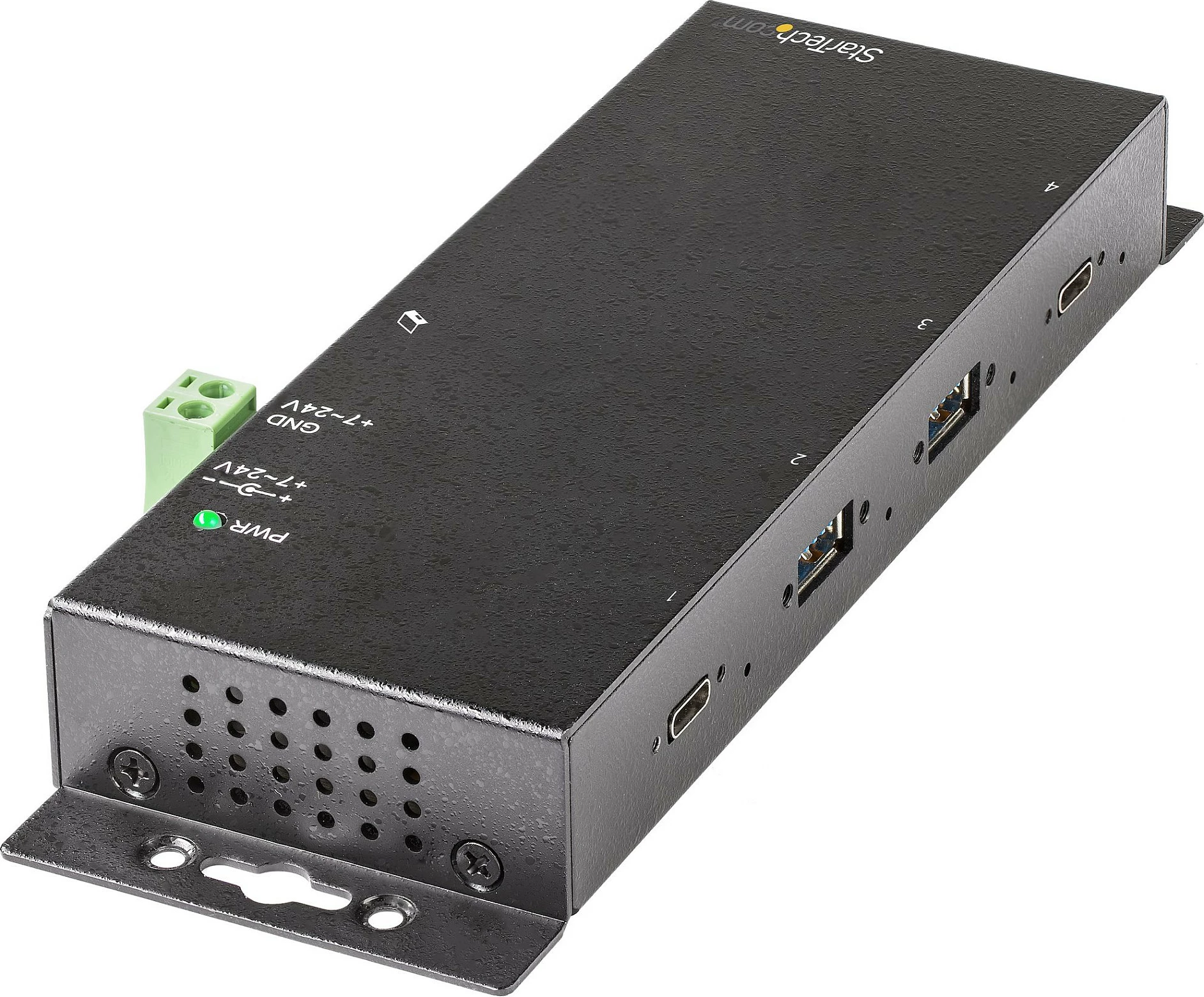 USB-C Hub industrial StarTech HB31C2A2CME, 4 porta, 10Gbps, 2x USB-C + 2x USB-A, me rrymë, i montueshëm, i zi