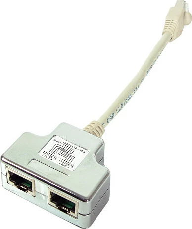 Adapter T EFB Elektronik, ISDN 1x RJ-45 në 2x RJ-45, 0.15 m, gri/bardhë