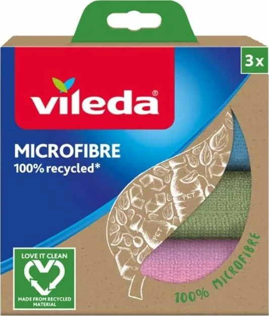 Set leckash mikrofibër Vileda 168310, 100% të ricikluara, 3 copë