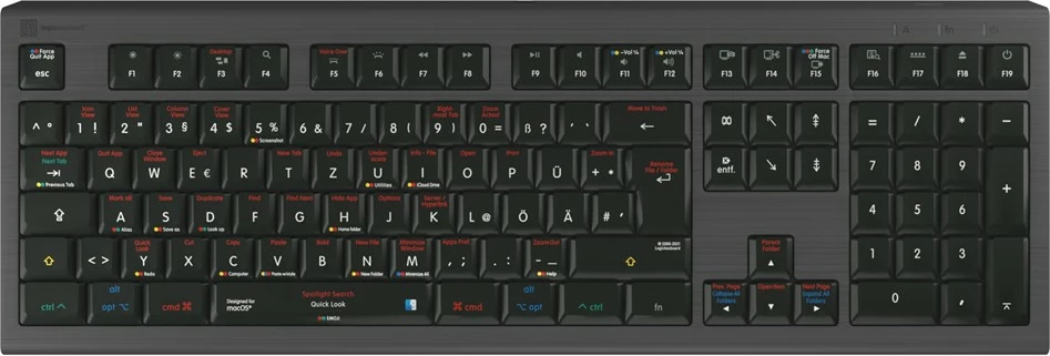 Tastierë LogicKeyboard Astra 2, macOS X Shortcuts, DE layout, e zezë