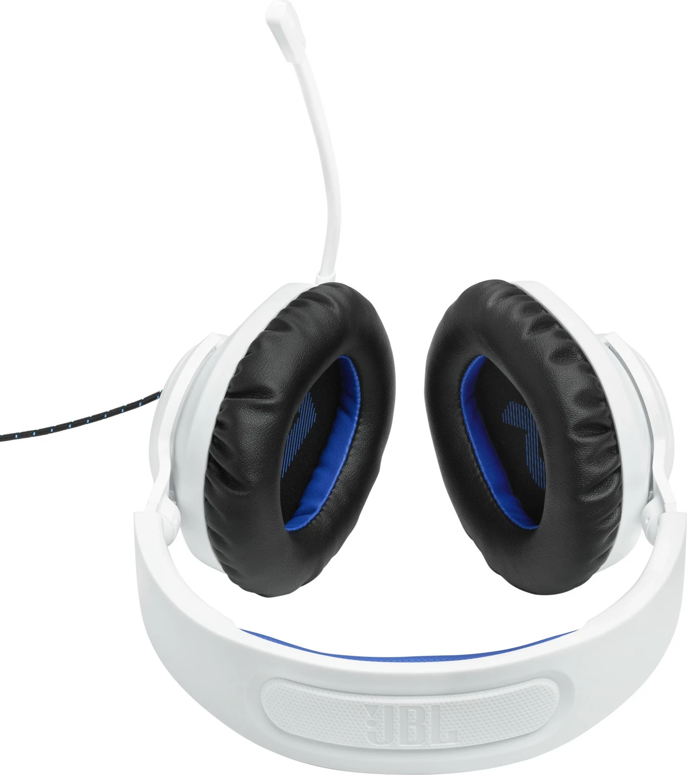 Kufje JBL Quantum 100P PS Edition, me mikrofon të çmontueshëm, over-ear, Bardhë/Kaltër