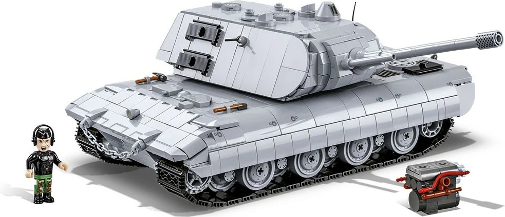 Set blloqesh Cobi Klocki Panzerkampfwagen E-100, 1511 pjesë, me figurë, Gri