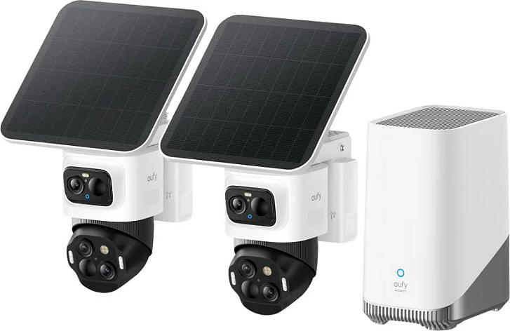 Kamerë sigurie IP Anker eufyCam S4 2-Cam Kit, 4K, PTZ 360°, me panel solar, IP65, bardh/zi