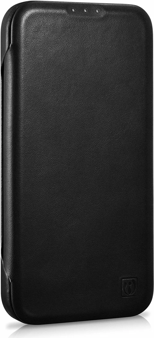 Mbështjellës iCarer Oil Wax Premium Leather Folio për iPhone 14 Plus, MagSafe, i zi