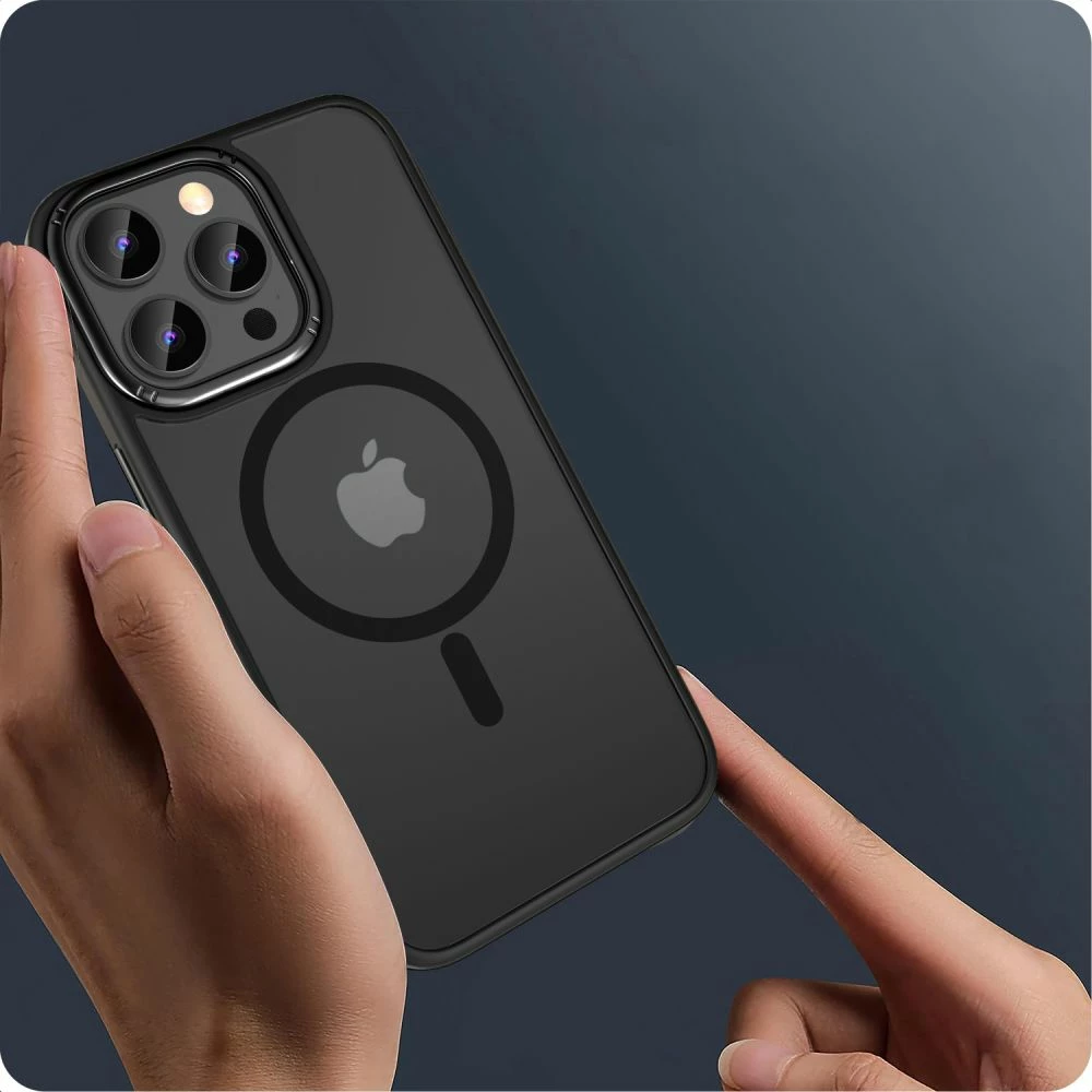 Mbështjellës Tech-Protect MagMat 2 për iPhone 15 Pro Max, MagSafe, i zi, gjysmë-transparent