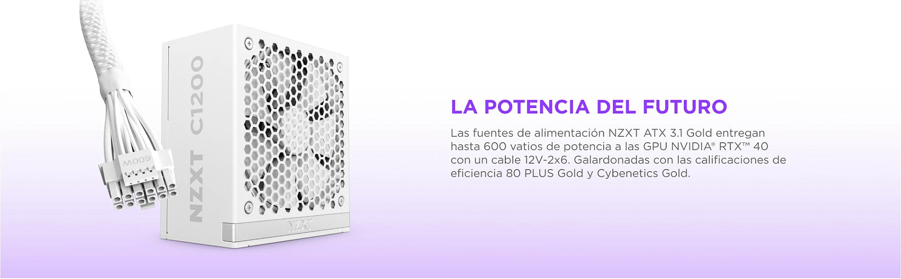 Furnizues rryme NZXT C Series C1200, 1200W, 80+ Gold, Fully Modular, ATX 3.1, i bardhë