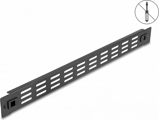 Panel i verbër me ventilim DeLOCK 19" 1U, montim pa vegla, metal, i zi