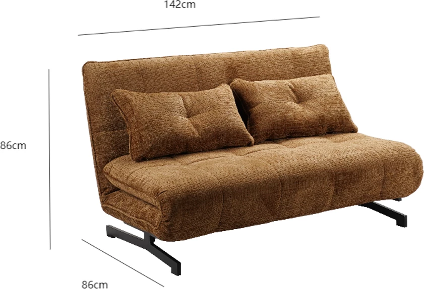 Divan i palosshëm dy ulëse, ngjyrë mustard, ESCADA, 142x88x86cm