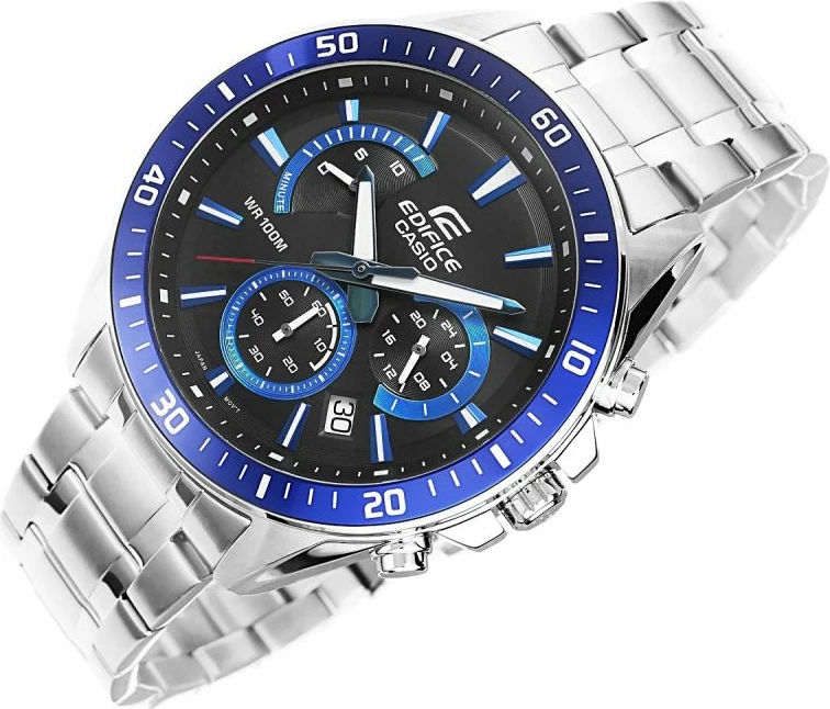 Orë dore për meshkuj Casio Edifice, argjendtë-blu