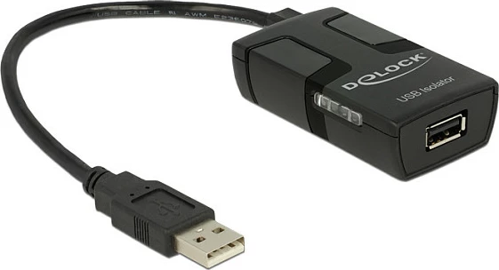 Adapter USB DeLOCK 62588, izolator galvanik, USB-A mashkull në USB-A femër, 0.15 m, i zi