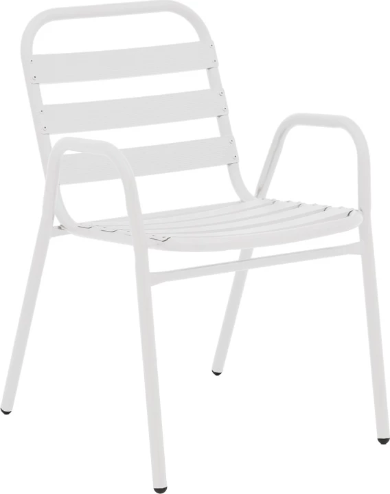 Tavolinë me karrige për terasë, ngjyrë e bardhë, metal-xham, Φ60x70cm