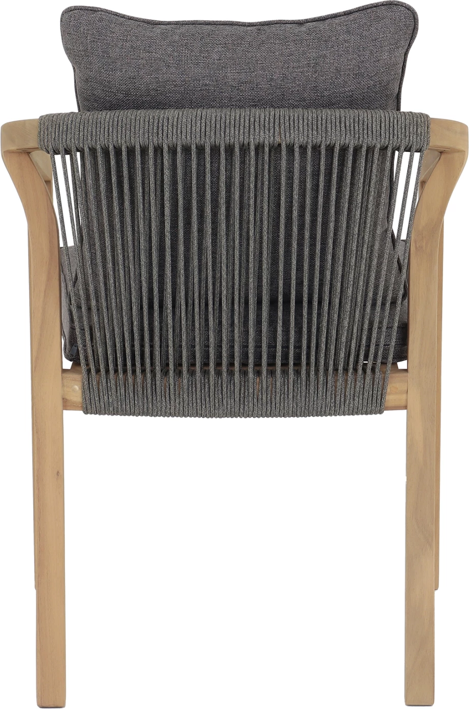 Karrige për drekë jashtë CONTREL FH6244.02, dru akacie natyrale, litar & jastëkë gri, 61x58x75cm, set prej 2 copë