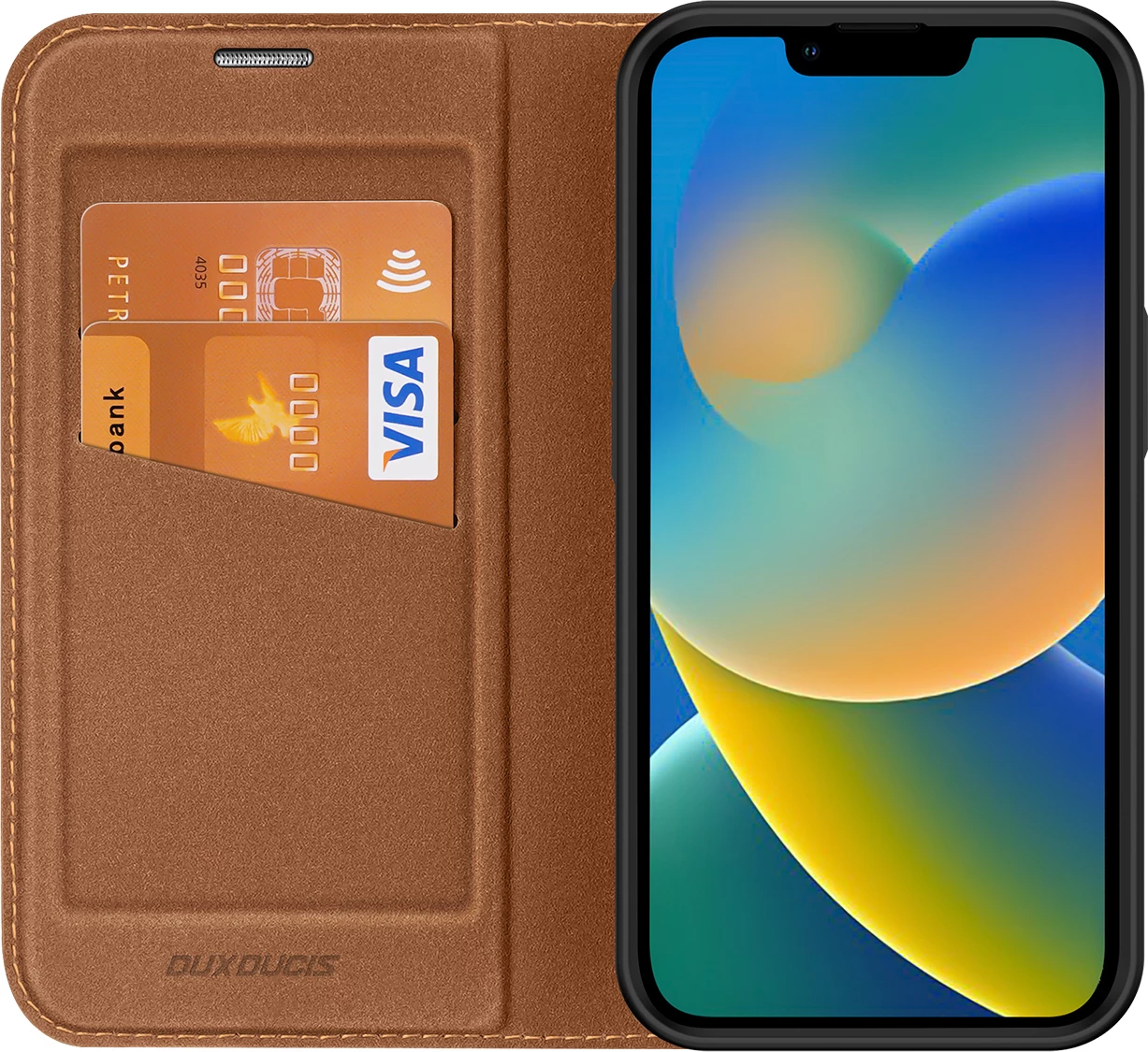 Mbështjellës Dux Ducis Skin X2 për iPhone 14 Plus, me kapak magnetik, kafe