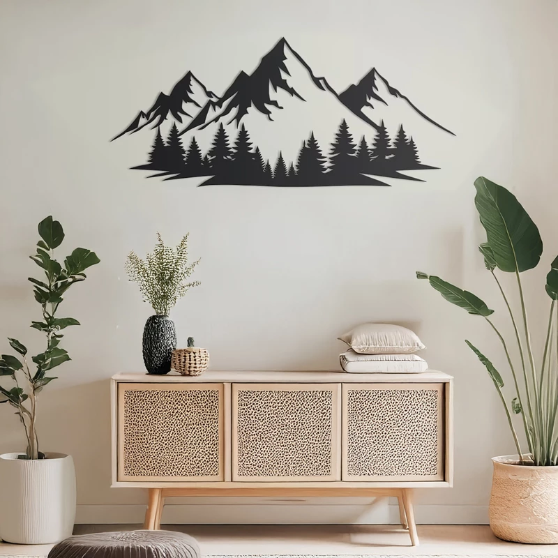 Dekor muri Onfia, metal i zi, 70x1.5x30cm