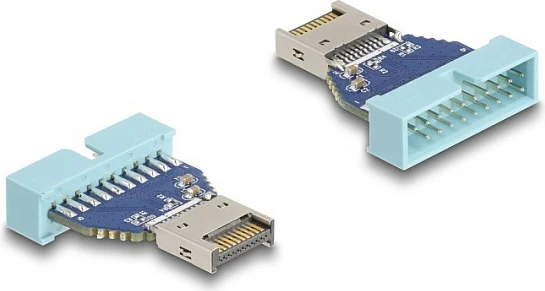 Adapter USB i brendshëm DeLOCK, 19-pin në USB Type‑E Key A, 10 Gbps, i kaltër