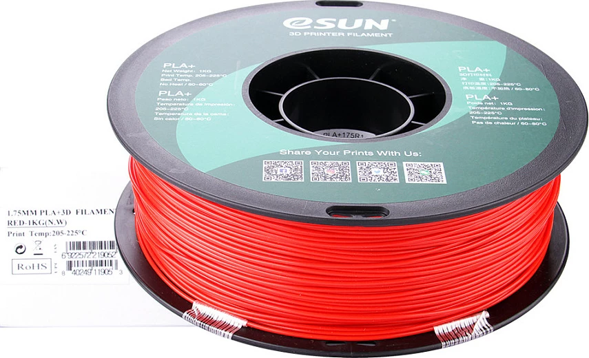 Filament 3D eSun PLA+, 1.75mm, 1kg, i kuq