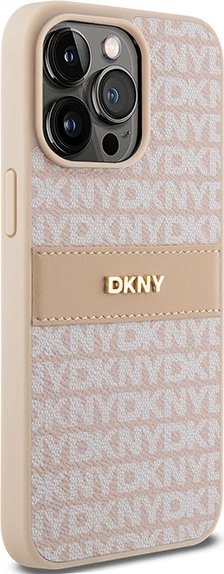 Mbështjellës DKNY Mono Stripe & Metal Logo për iPhone 15 Pro Max, Rozë