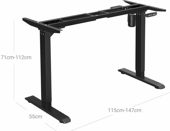 kornizë tavoline elektrike sit/stand SONGMICS LSD010B01V1, rregullim lartësie 71-112 cm, gjatësi 115-147 cm, ngarkesë 100 kg, e zezë