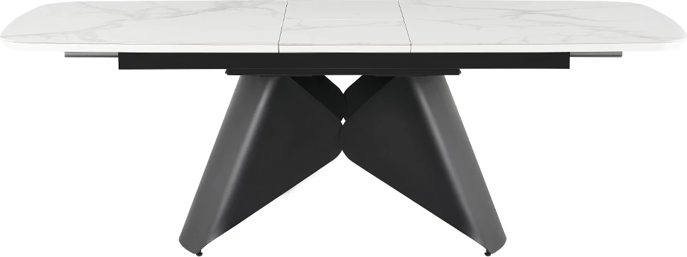 Tavolinë zgjatëse Nexus, ngjyrë e bardhë me dizajn mermeri, 180x90x76cm