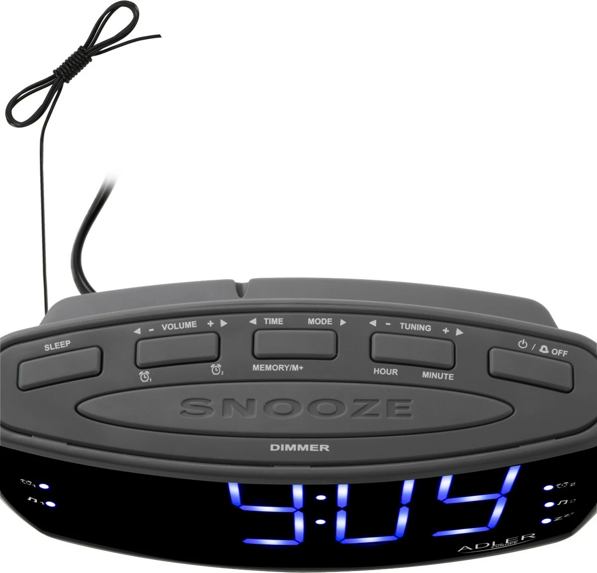 Orë alarmi me radio, Adler AD1121S, AM/FM, ekran LED 5 cm, dy alarme, 10 preset-e, e zezë