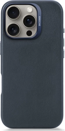 Mbështjellës Decoded Leather Backcover MagSafe për iPhone 16 Pro, navy blue