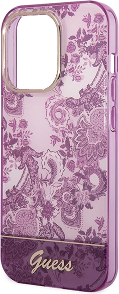 Mbështjellës Guess Porcelain Collection për iPhone 14 Pro Max, fuchsia