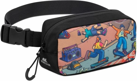 çantë beli RIVACASE Skaters 5410, poliester rezistent ndaj ujit, e zezë