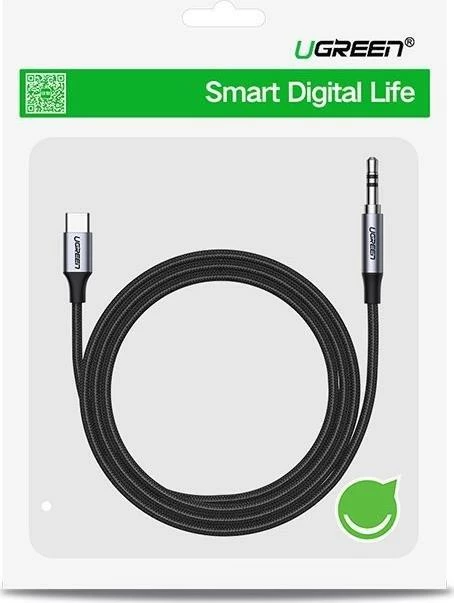 Kabllo audio USB-C në 3.5mm mini jack Ugreen CM450 (UGR1190BLK) 1m, e zezë, 1 copë