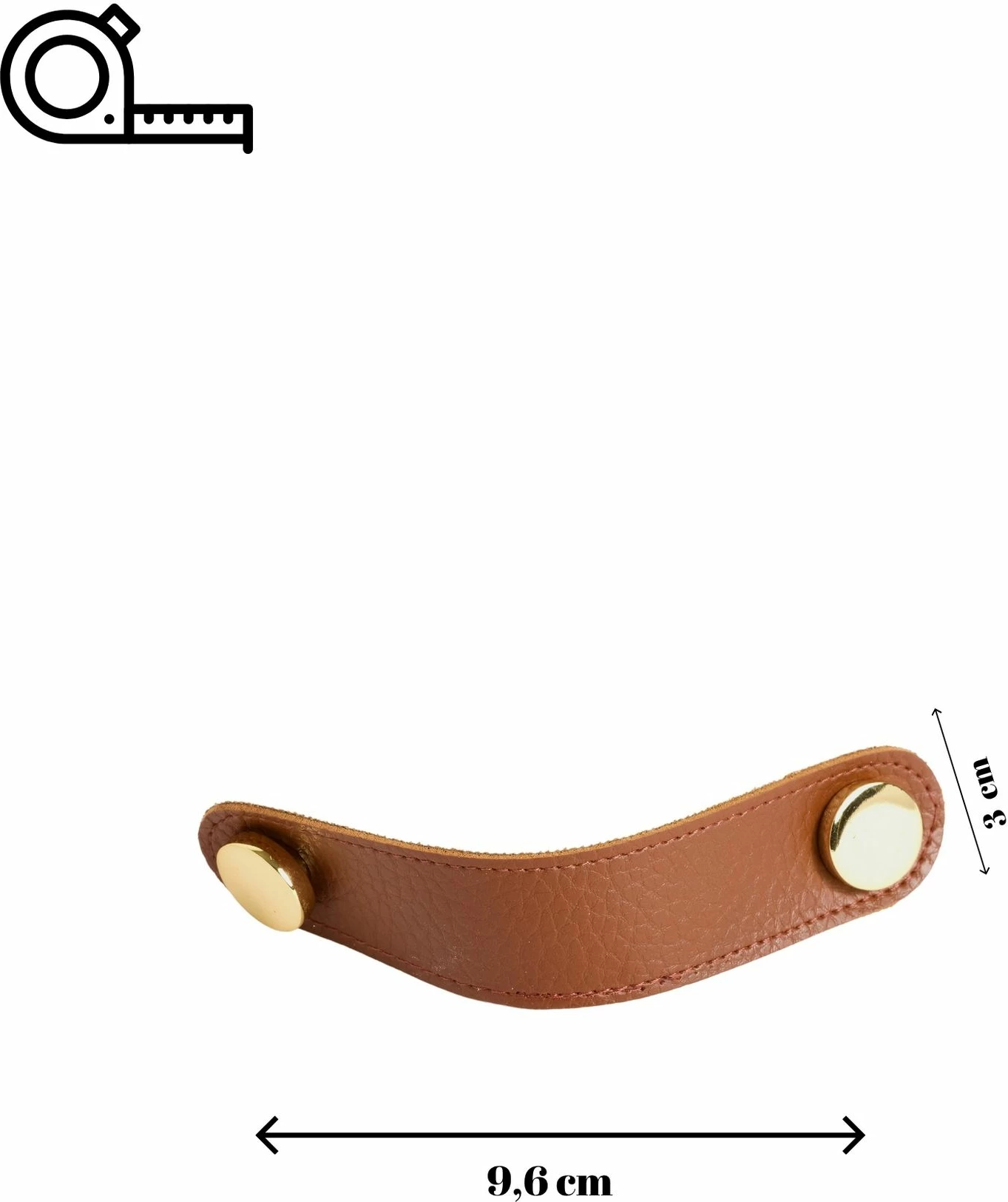 Dorezë dekorative prej lëkure dhe metali, ngjyrë kafe, 9.6cm