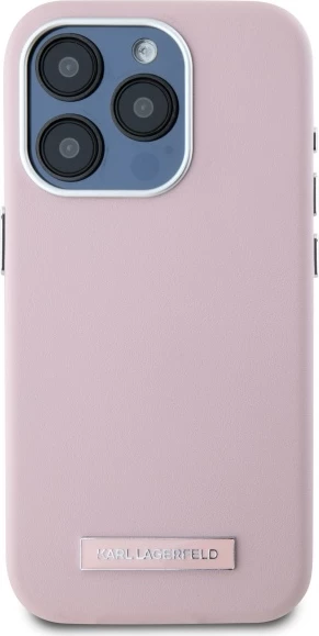 Mbështjellës Karl Lagerfeld FW Metal Plate MagSafe për iPhone 15 Pro Max, Rozë