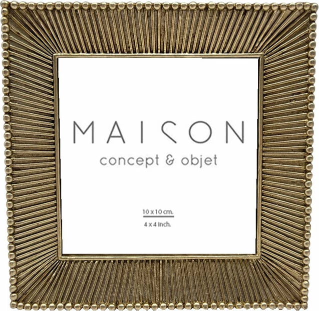 Kornizë Roderick për foto, polirezine dhe xham, ngjyrë ari, 14x2x14 cm