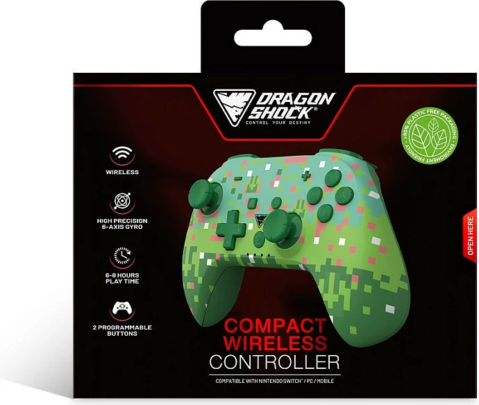 Gamepad DragonShock PopTop, Wireless Bluetooth, për Nintendo Switch/PC, 550mAh, jeshil