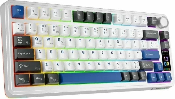 Tastierë mekanike gaming Rampage Quell Pro StarVector 75%, RGB, USB/Bluetooth/2.4GHz, e bardhë