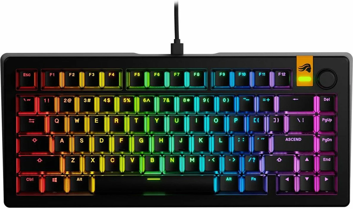 Tastierë mekanike gaming Glorious GMMK 3 HE 75% (82 taste) Fox HE Hall Effect, RGB, ANSI US, USB, e zezë, prebuilt
