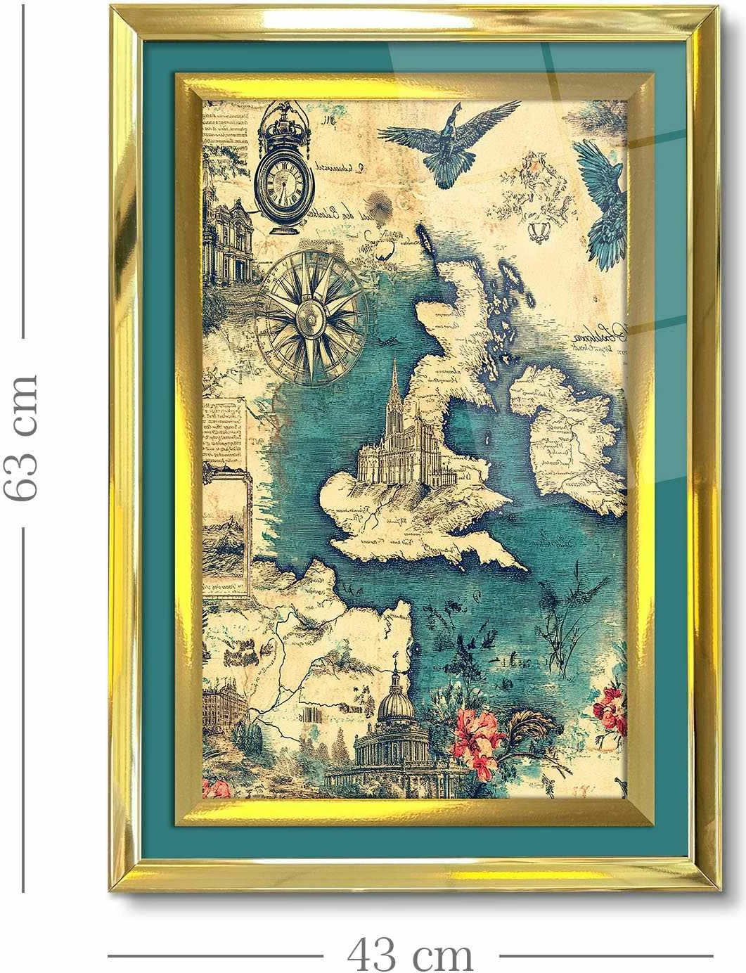 Pikturë dekorative me kornizë, shumëngjyrëshe, Wallity, 43x65cm, 4363Kromaltınct - 021