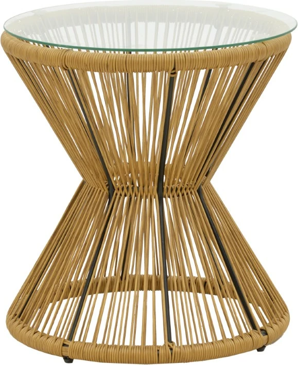 Tavolinë Mabil rattan natyrale-xham D50x55cm