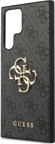 Mbështjellës, Guess, GUHCS22L4GMGGR 4G Big Metal Logo, hardcase TPU/lloj lëkure sintetike, për Samsung Galaxy S22 Ultra S908, gri