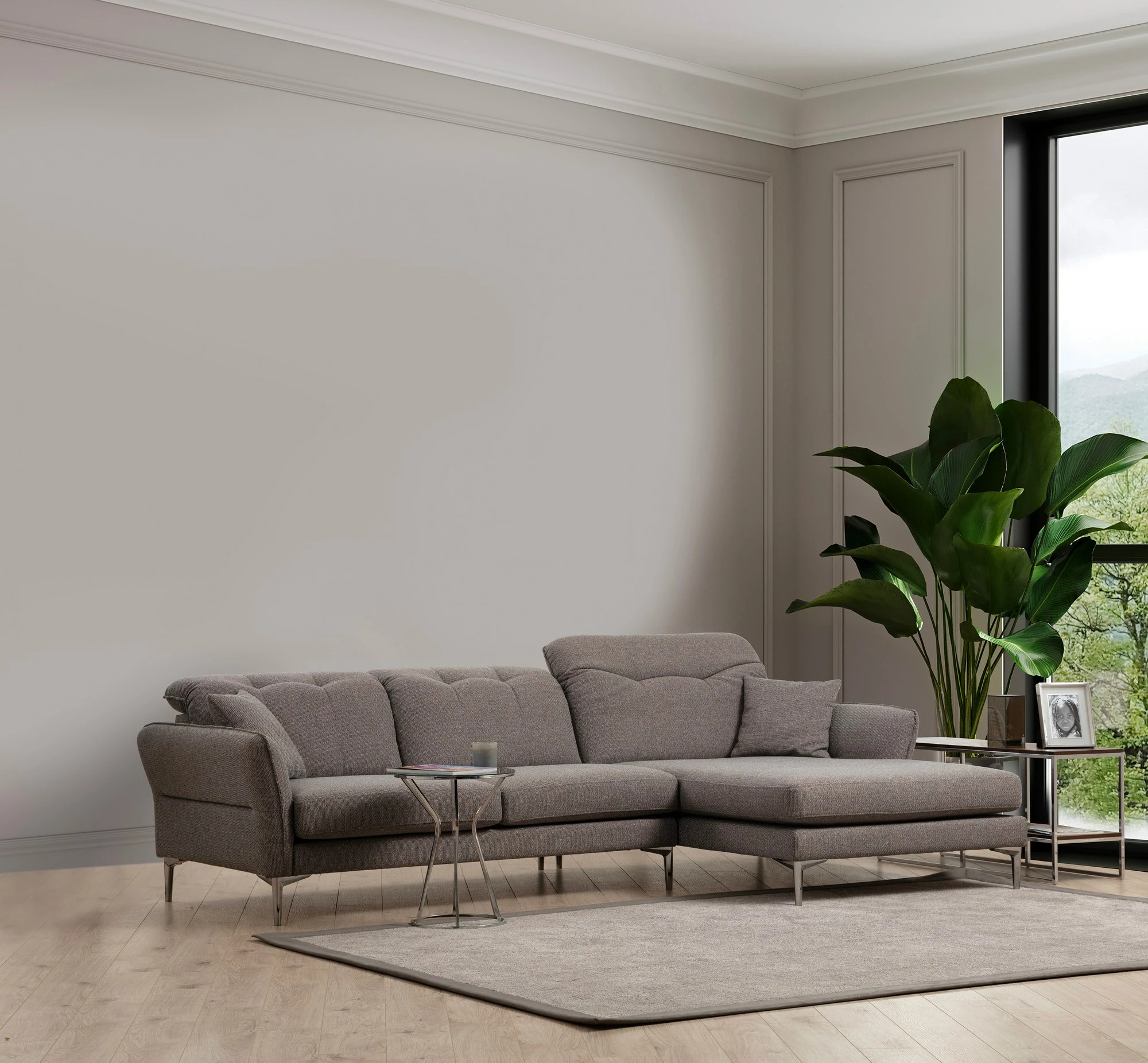 Këndare Atelier del Sofa, këndore e djathtë, ngjyrë gri