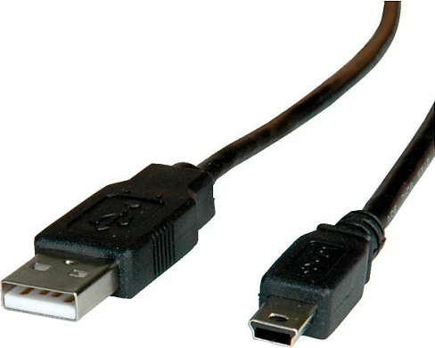 Kabllo USB ROLINE USB 2.0 A në Mini-USB B, 1.8 m, 480 Mbps, e zezë