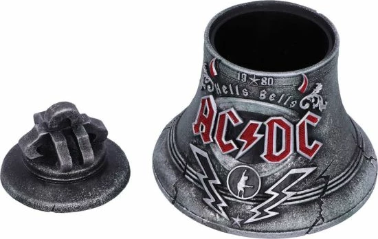 Kuti dekorative Nemesis Now AC/DC Hells Bells, resin, me hapësirë të fshehtë ruajtjeje, gri/zi