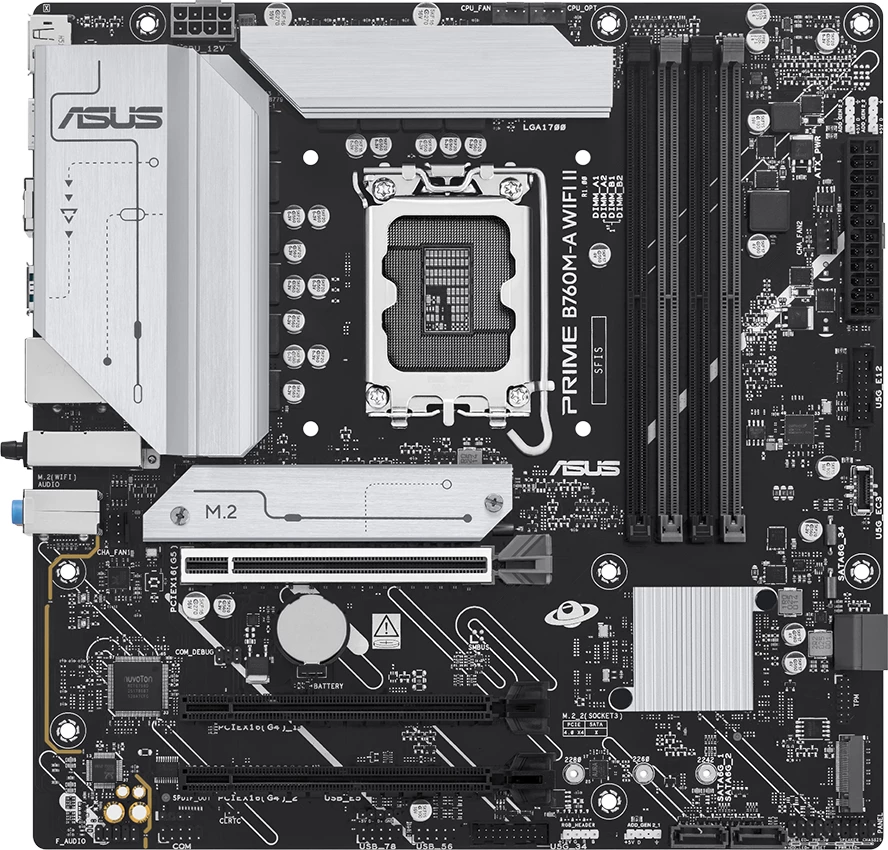 Pllakë amë ASUS PRIME B760M-A WIFI II, mATX, LGA1700, DDR5, Wi‑Fi
