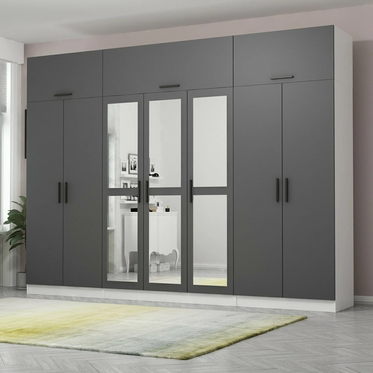 Dollap rrobash Skye Decor, anthracite dhe i bardhë, 5254