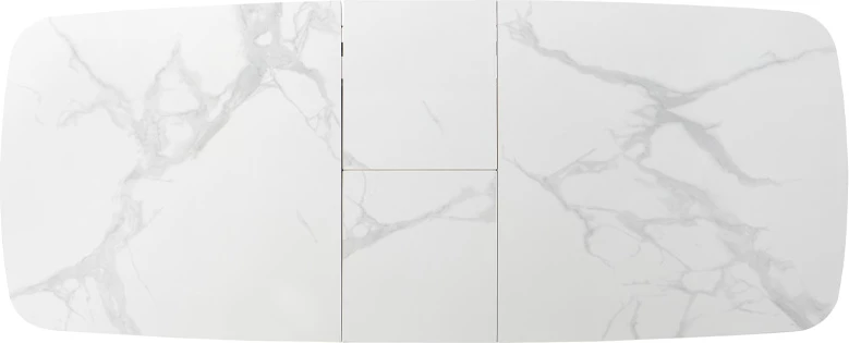 Tavolinë zgjatëse Nexus, ngjyrë e bardhë me dizajn mermeri, 180x90x76cm