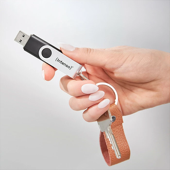 USB memorje Intenso Office Line, 32 GB, USB-A 3.2 Gen 1, swivel, zezë-argjend