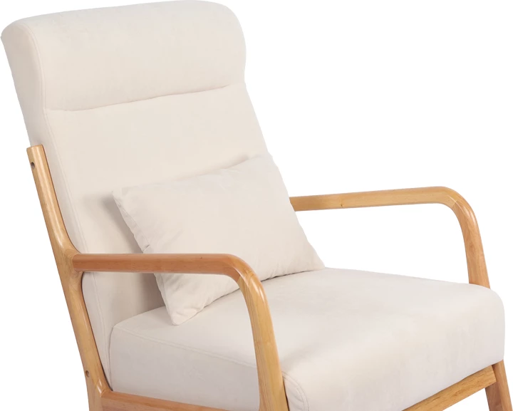 Karrige lëkundëse Edeldy, material krem, këmbë ngjyrë natyrale, 102x66x99cm