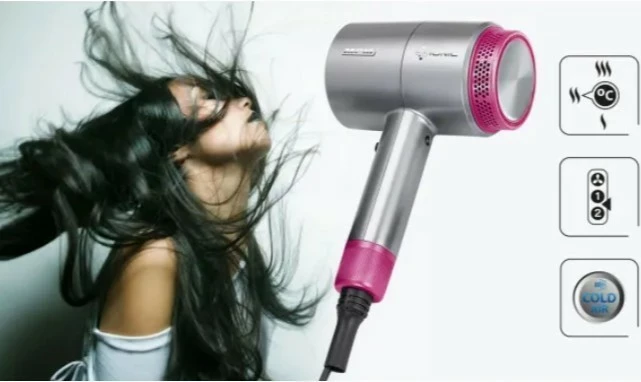 Tharëse flokësh, MPM, MSW-22, 1800 W, 3 nivele nxehtësie, 2 shpejtësi, jonizim, buton ajër i ftohtë, grykë koncentratore, kabllo 1.8 m, rozë/çelik